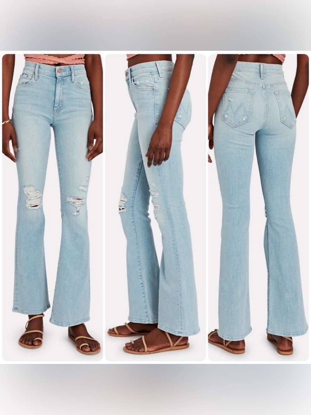 MOTHER The Weekender High-Rise Flare Jeans in Free Hugs Color Size 25